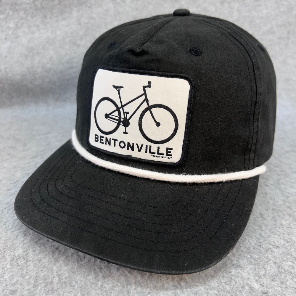 Bentonville Bicycle Mens Black Happy State Co Trucker Hat Rope Snapback OSFM